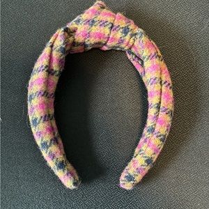 J.Crew Houndstooth Pink Brown Knot Headband